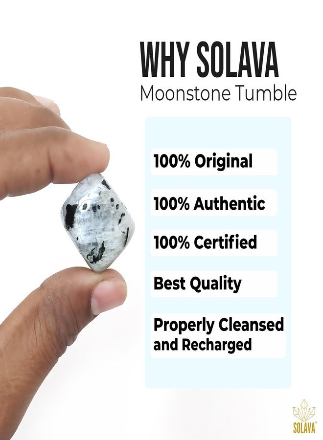 SOLAVA Original Rainbow Moonstone Crystal Tumble - Natural Energised Moon Stone Tumble for Peace, Relationship, Emotional healing, Chakra Healing and Positivity - 2 Piece - Image 5
